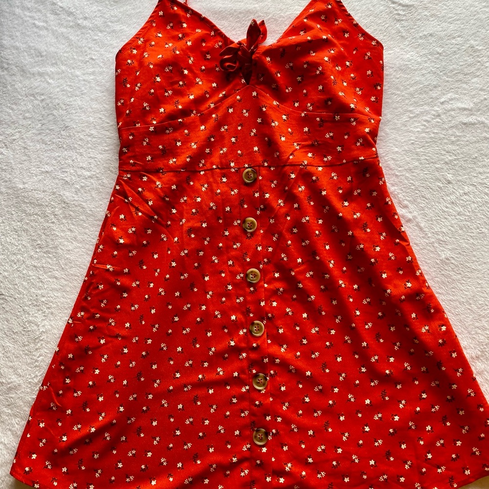 Red Summer Floral Dress